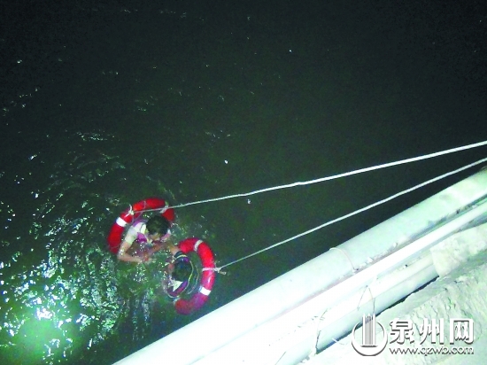 兩好友在冷水中奮力求生