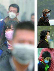 口罩模式開啟霧霾持續(xù)，大部分市民佩戴口罩出門