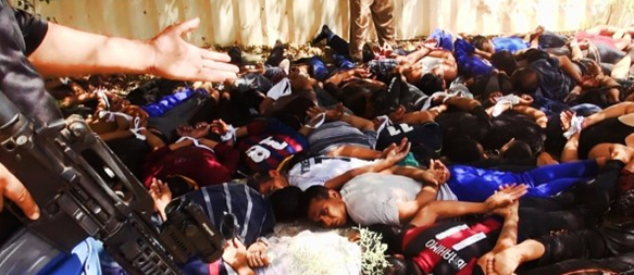 士兵手指被處決的被俘伊拉克安全部隊士兵。